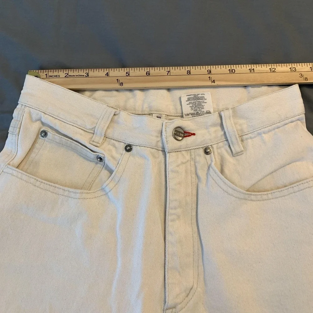 ACA Jeans Womans 30x30 White Stonewashed Regular Fit Straight Denim‎ Pants VTG.